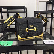 PRADA BLACK CROCODILE AND LEATHER CAHIER SHOULDER BAG 1BA045 - 1