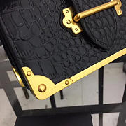 PRADA BLACK CROCODILE AND LEATHER CAHIER SHOULDER BAG 1BA045 - 3