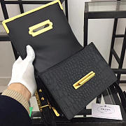 PRADA BLACK CROCODILE AND LEATHER CAHIER SHOULDER BAG 1BA045 - 6