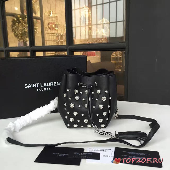YSL BUCKET BAG BLACK SILVER - 1