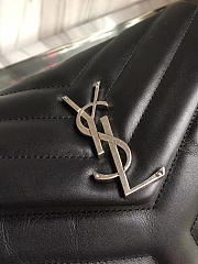 YSL LOULOU SMALL IN QUILTED “Y” LEATHER SILVER 494699 SIZE 25 x 17 x 9 CM - 3