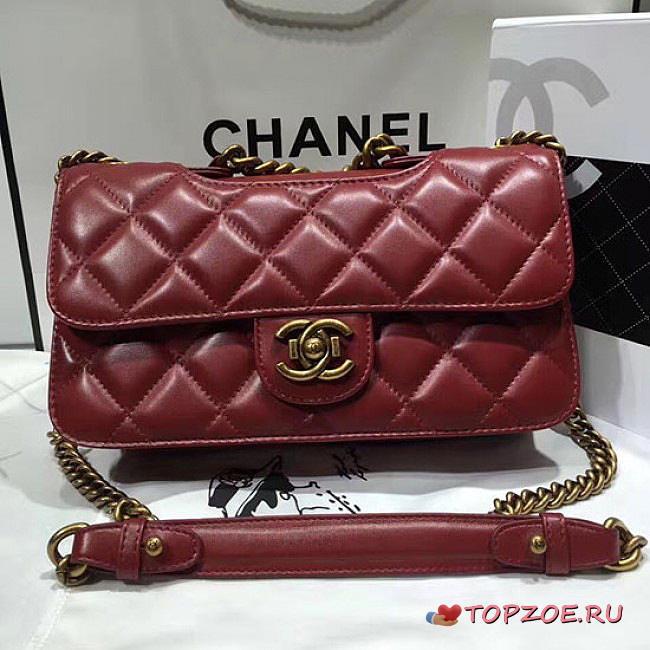 CHANEL QUILTED CALFSKIN PERFECT EDGE BAG RED GOLD A14041 VS 09015 - 1