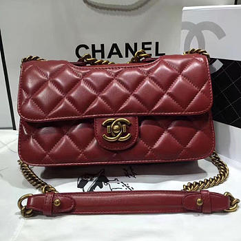 CHANEL QUILTED CALFSKIN PERFECT EDGE BAG RED GOLD A14041 VS 09015