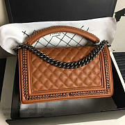 CHANEL CAVIAR GRAINED CALFSKIN BOY BAG WITH TOP HANDLE ORANGE A14041 VS 06715 - 5