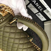 CHANEL QUILTED CAVIAR BOY BAG WITH TOP HANDLE GREEN 180302 VS 09524 - 6