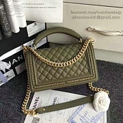 CHANEL QUILTED CAVIAR BOY BAG WITH TOP HANDLE GREEN 180302 VS 09524 - 5