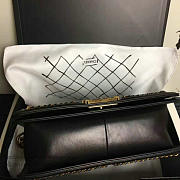 CHANEL SNAKE EMBOSSED BOY BAG WITH TOP HANDLE BLACK GOLD A14041 VS 02449 - 5