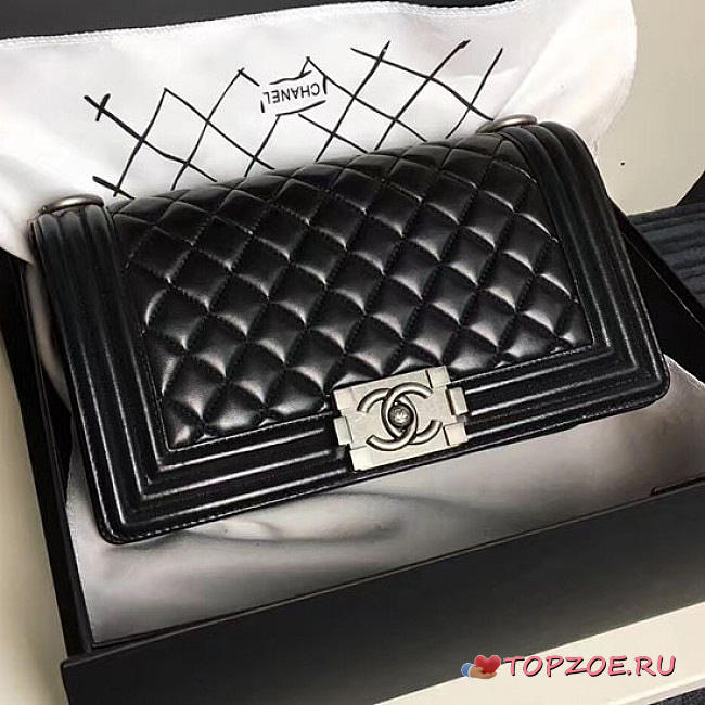 CHANEL MEDIUM CAVIAR QUILTED LAMBSKIN BOY BAG BLACK A13043 VS 03324 - 1
