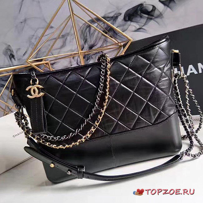 CHANEL GABRIELLE LARGE HOBO BAG BLACK 28CM - 1