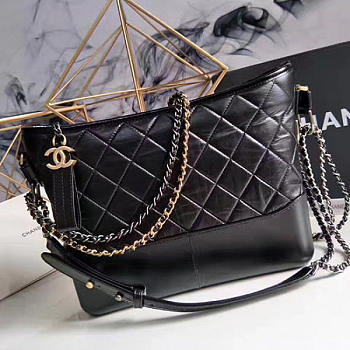 CHANEL GABRIELLE LARGE HOBO BAG BLACK 28CM