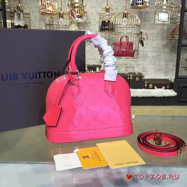 LOUIS VUITTON ALMA BB HORNSKIN PINK MONOGRAM VERNIS LEATHER 3556 - 1