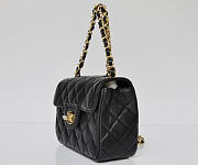 CHANEL LAMBSKIN LEATHER FLAP BAG WITH GOLD HARDWARE BLACK - 4