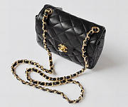 CHANEL LAMBSKIN LEATHER FLAP BAG WITH GOLD HARDWARE BLACK - 2