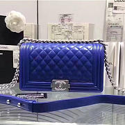 CHANEL QUILTED LAMBSKIN MEDIUM BOY BAG BLUE A67086 VS 03157 - 1