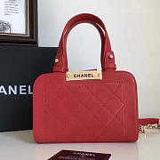 CHANEL SMALL LABEL CLICK LEATHER SHOPPING BAG RED A93731 VS 02552 - 1