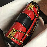 CHANEL QUILTED LAMBSKIN GOLD-TONE METAL FLAP BAG RED AND BLACK A91365 VS 01992 - 6