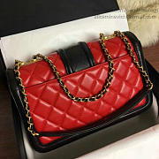CHANEL QUILTED LAMBSKIN GOLD-TONE METAL FLAP BAG RED AND BLACK A91365 VS 01992 - 5