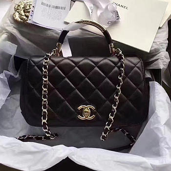 CHANEL CAVIAR QUILTED LAMBSKIN FLAP BAG WITH TOP HANDLE BLACK A93752 VS 02984