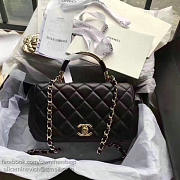 CHANEL CAVIAR QUILTED LAMBSKIN FLAP BAG WITH TOP HANDLE BLACK A93752 VS 02984 - 3