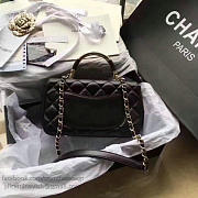 CHANEL CAVIAR QUILTED LAMBSKIN FLAP BAG WITH TOP HANDLE BLACK A93752 VS 02984 - 6