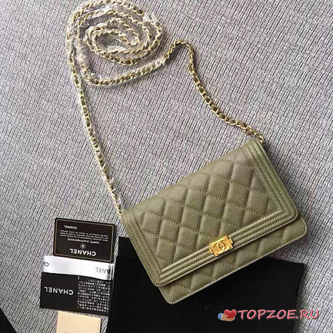 CHANEL CAVIAR WOC CHAIN BOY BAG WALLET GREEN A80287 VS 07114 - 1