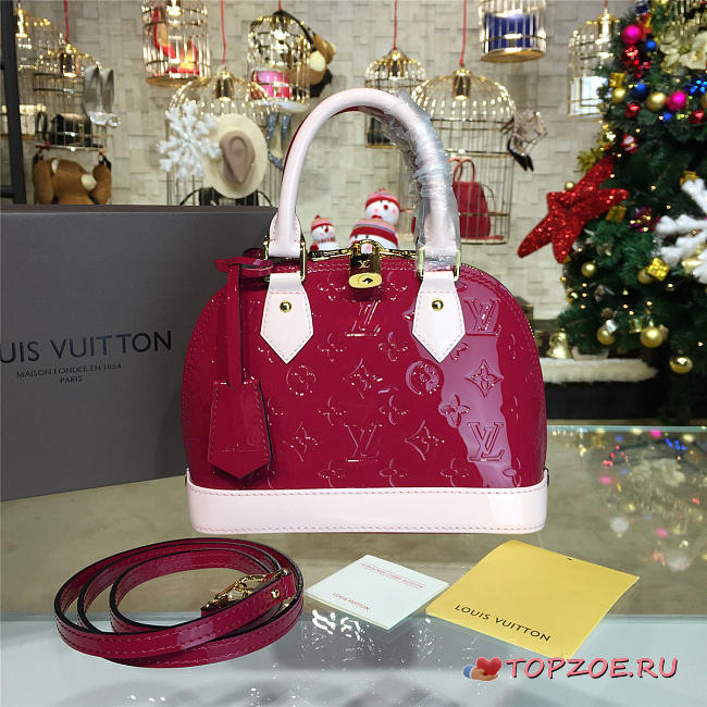 LOUIS VUITTON ALMA BB HORNSKIN RED MONOGRAM VERNIS LEATHER 3557 - 1