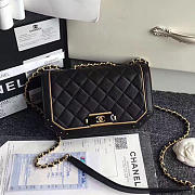 CHANEL LAMBSKIN AND CALFSKIN FLAP BAG BLACK A91836 VS 07673 - 1
