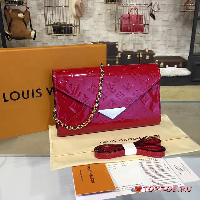   LOUIS VUITTON MONOGRAM VERNIS MIRA CHAIN WALLET CHERRY 3330 - 1