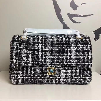 CHANEL TWEED FLAP SHOULDER BAG GOLD A13042 VS 01648
