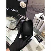 CHANEL QUILTED LAMBSKIN MEDIUM BOY BAG BLACK SILVER HARDWARE A67086 VS 00641 - 6