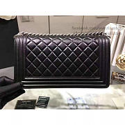 CHANEL QUILTED LAMBSKIN MEDIUM BOY BAG BLACK SILVER HARDWARE A67086 VS 00641 - 5
