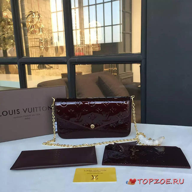 LOUIS VUITTON POCHETTE FELICIE AMARANTH RED M61267 SIZE 21 x 11 x 2 CM - 1
