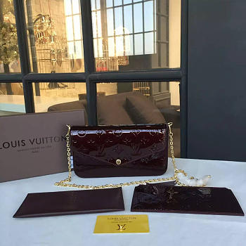 LOUIS VUITTON POCHETTE FELICIE AMARANTH RED M61267 SIZE 21 x 11 x 2 CM