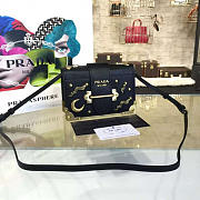 PRADA CAHIER LEATHER SHOULDER BAG METEOR BLACK 4264 - 6