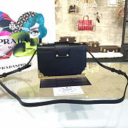 PRADA CAHIER LEATHER SHOULDER BAG METEOR BLACK 4264 - 4