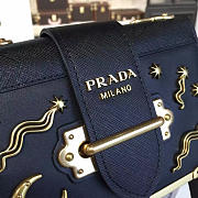 PRADA CAHIER LEATHER SHOULDER BAG METEOR BLACK 4264 - 3