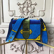 PRADA CAHIER VELVET SHOULDER BAG BLUE 4319 - 2