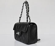 CHANEL CAVIAR LEATHER FLAP BAG WITH SILVER HARDWARE BLACK - 3