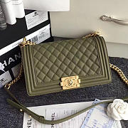 CHANEL QUILTED CAVIAR MEDIUM BOY BAG GREEN A67086 VS 09827 - 1