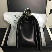 CHANEL SNAKE EMBOSSED BOY BAG WITH TOP HANDLE BLACK SILVER A14041 VS 06643 - 3