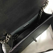 CHANEL SNAKE EMBOSSED BOY BAG WITH TOP HANDLE BLACK SILVER A14041 VS 06643 - 5