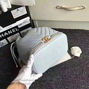 CHANEL LAMBSKIN DRAWSTRING BUCKET BAG LIGHT BLUE A91885 VS 04854 - 5