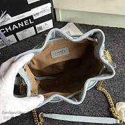 CHANEL LAMBSKIN DRAWSTRING BUCKET BAG LIGHT BLUE A91885 VS 04854 - 2