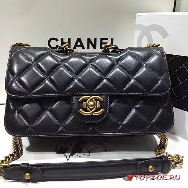 CHANEL QUILTED CALFSKIN PERFECT EDGE BAG GOLD BLACK A14041 VS 02054 - 1