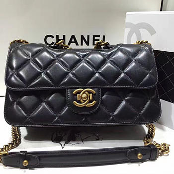 CHANEL QUILTED CALFSKIN PERFECT EDGE BAG GOLD BLACK A14041 VS 02054
