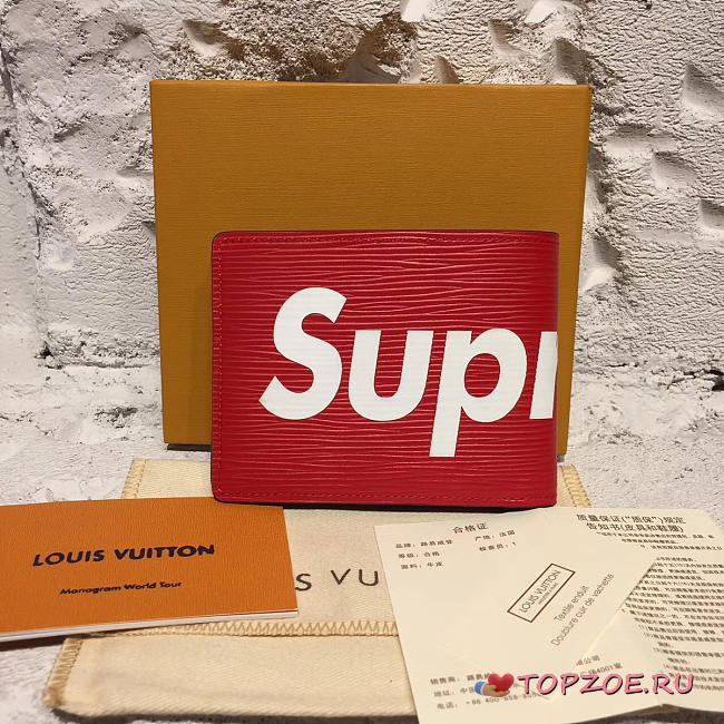 LOUIS VUITTON SUPREME POCKET WALLET 3803 RED - 1