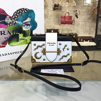 PRADA CAHIER LEATHER SHOULDER BAG METEOR WHITE 4278
