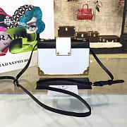 PRADA CAHIER LEATHER SHOULDER BAG METEOR WHITE 4278 - 4