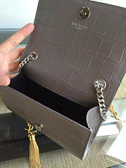 ysl monogram kate silver tassel in embossed crocodile shiny leather- CohotBag 5039 - 5