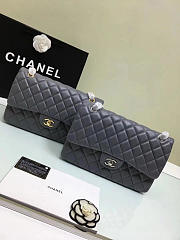 CHANEL LAMBSKIN LEATHER FLAP BAG GOLD/SILVER GREY 30CM - 6
